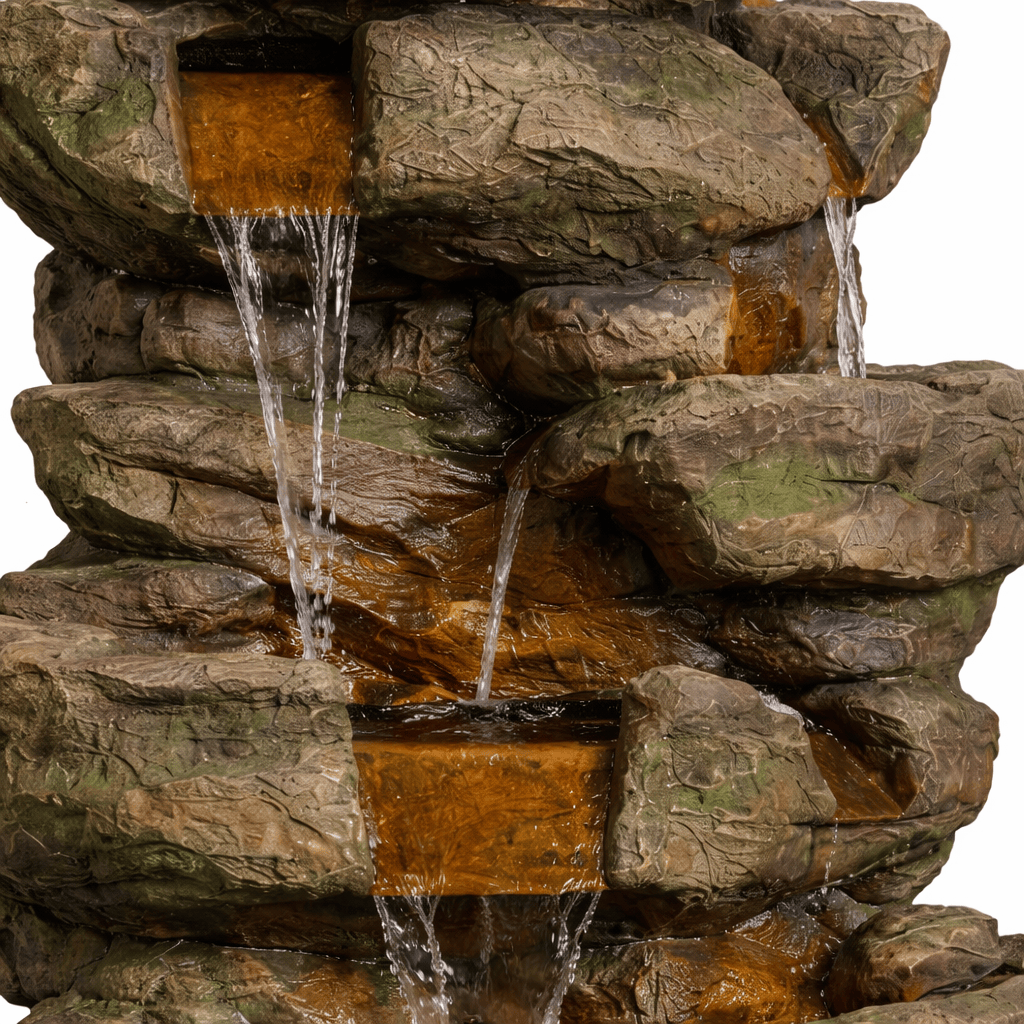 Gardening  -  Mossley Rockfalls Colour Changing Water Feature  -  60014433