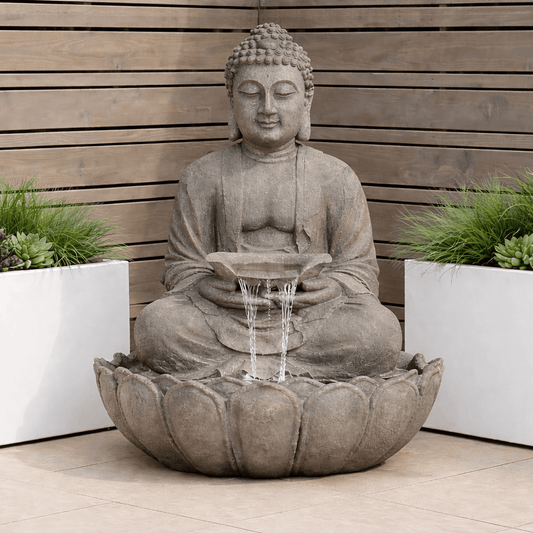 Gardening  -  Sitting Buddha Water Feature - Grey/Black  -  60014439