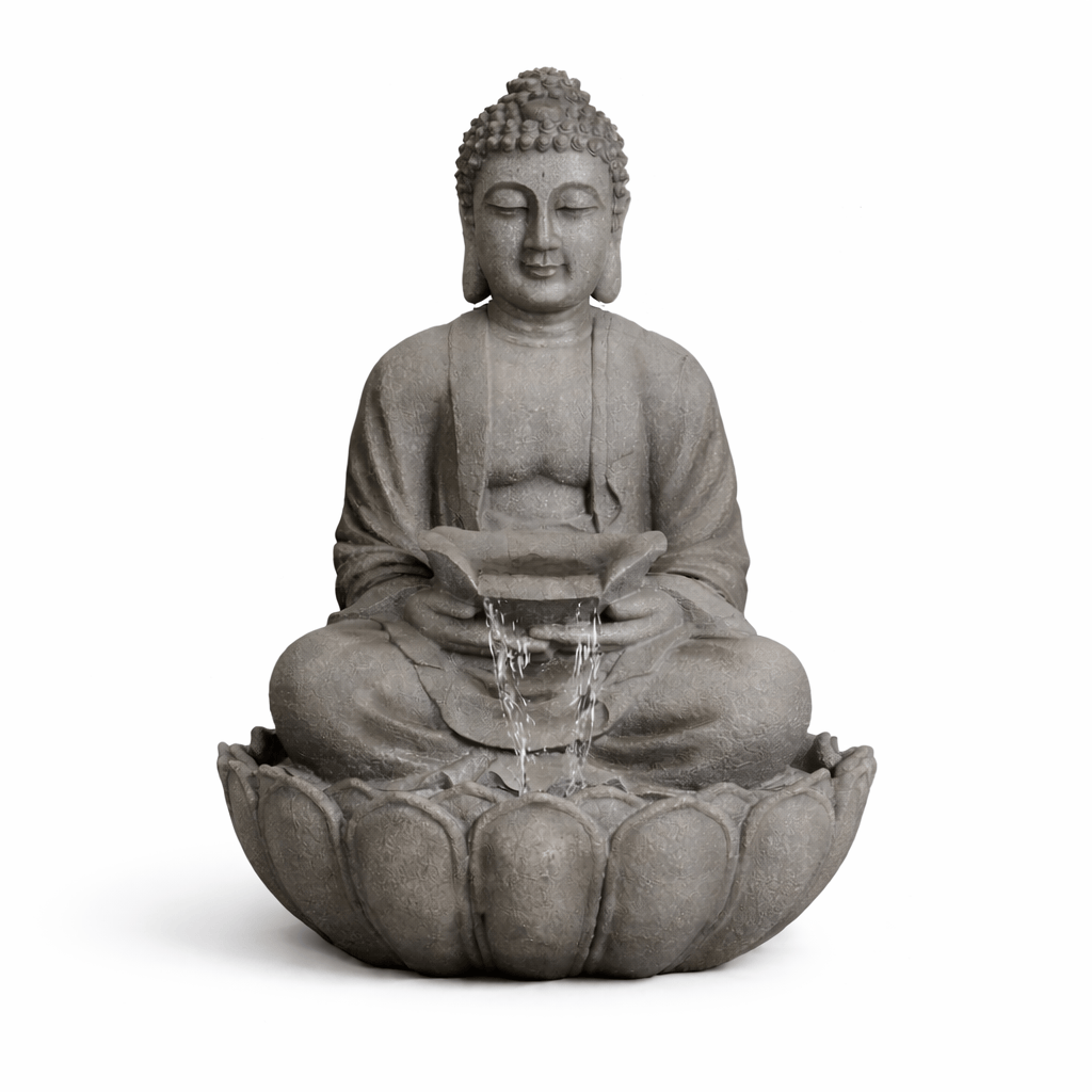 Gardening  -  Sitting Buddha Water Feature - Grey/Black  -  60014439