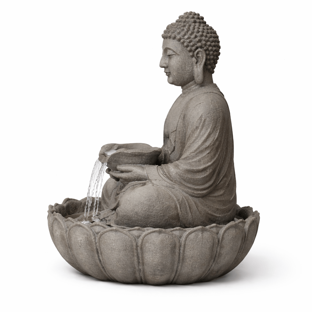 Gardening  -  Sitting Buddha Water Feature - Grey/Black  -  60014439
