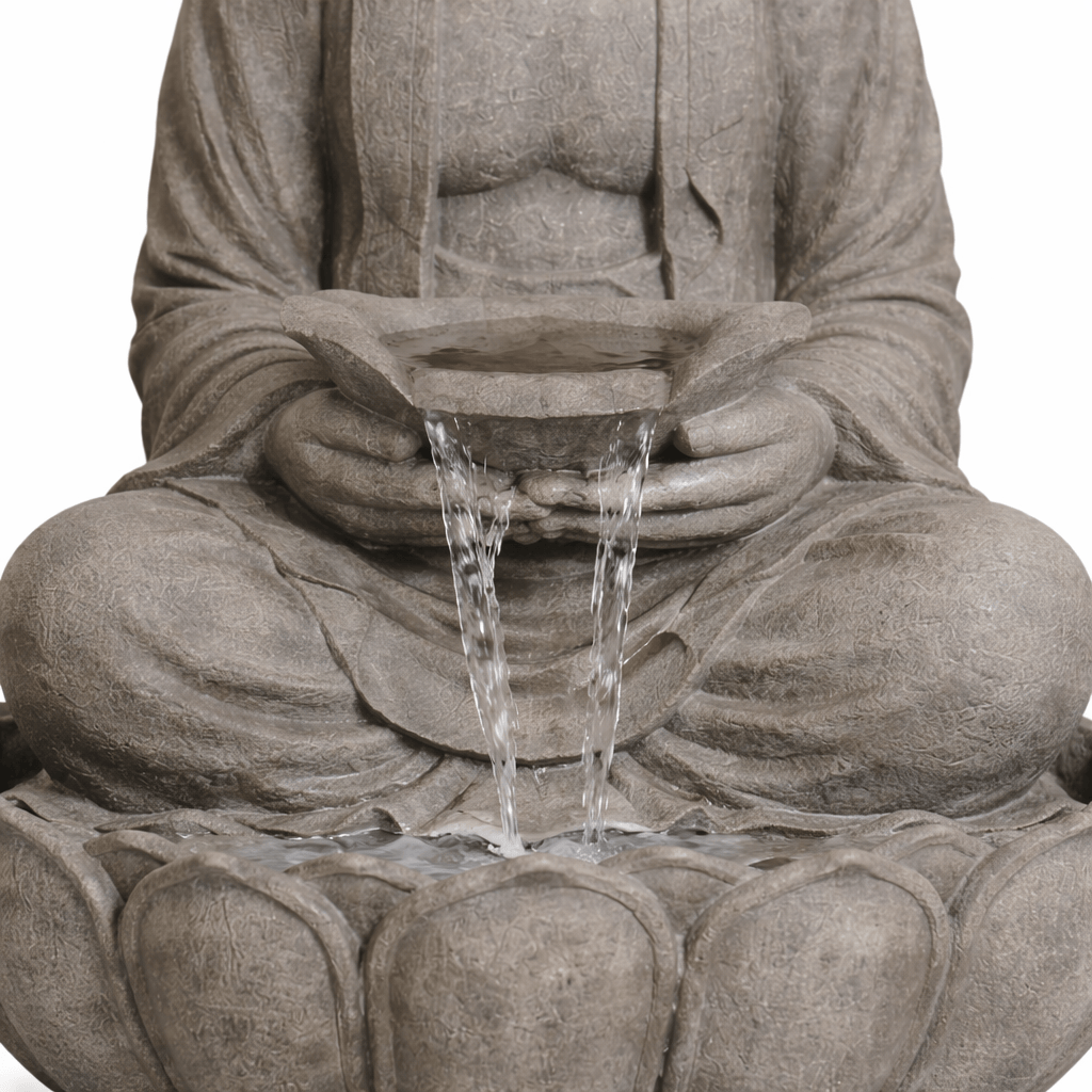 Gardening  -  Sitting Buddha Water Feature - Grey/Black  -  60014439