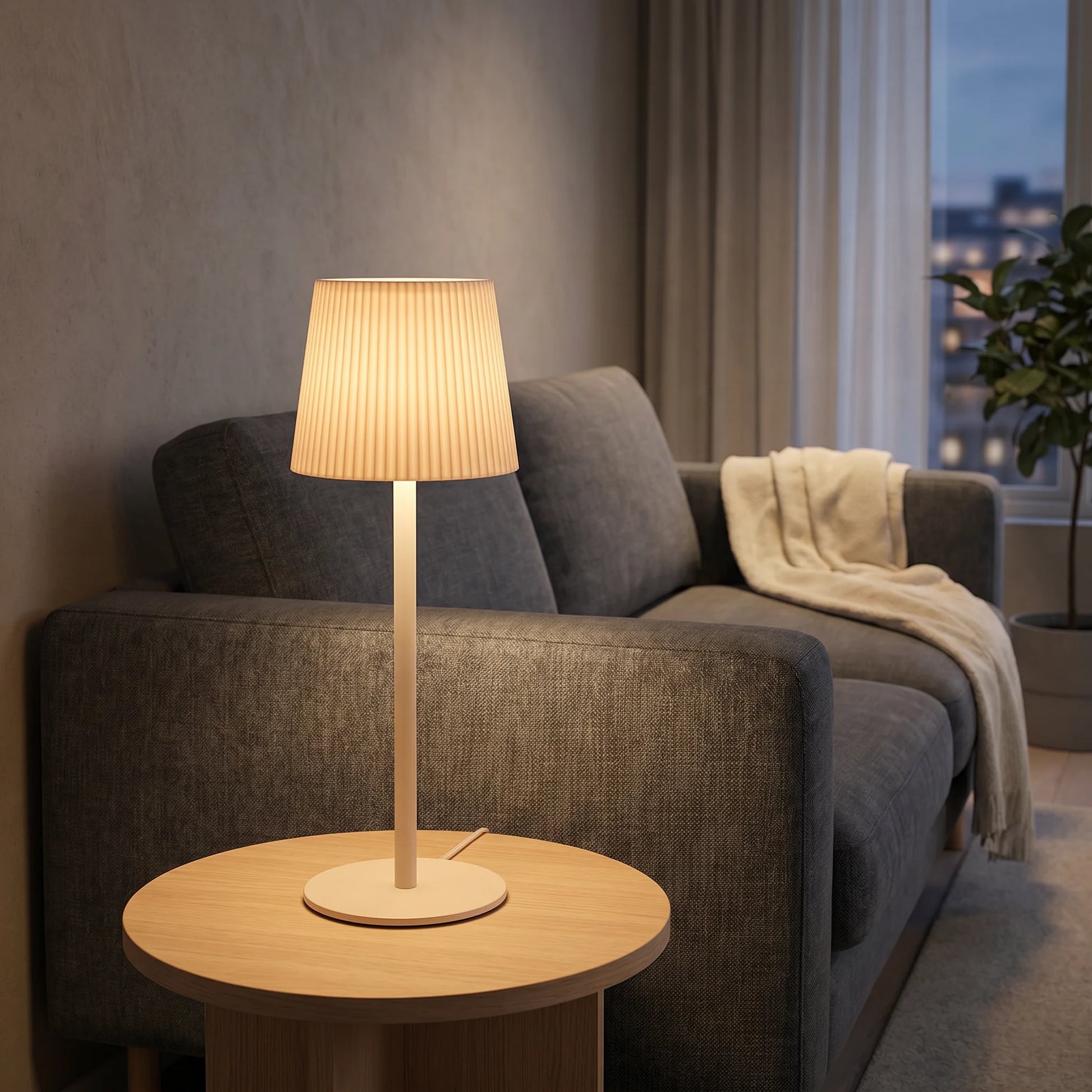 Lights  -  Beige Pleated Table Lamp - 10 x 36cm  -  60014496