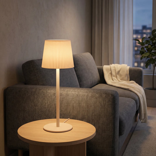 Lights  -  Beige Pleated Table Lamp - 10 x 36cm  -  60014496