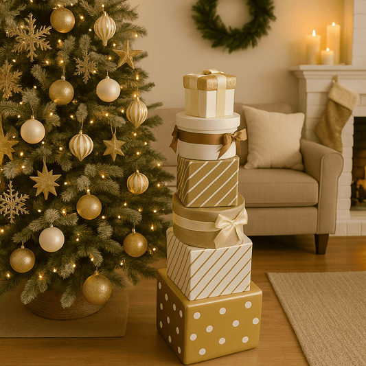 Christmas  -  Jumbo Gift Box Tower- Champagne & White 96.5cm  -  60039449