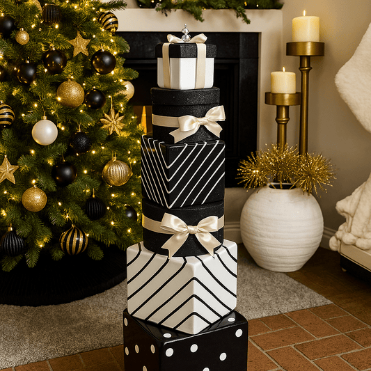 Christmas  -  Jumbo Gift Box Tower - Black & White 96.5cm  -  60039450