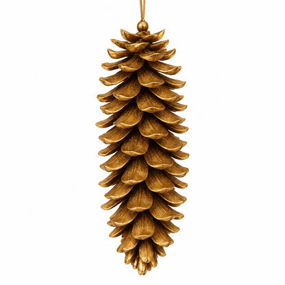 Christmas  -  Matt Antique Gold & Glitter Pinecone - 28cm  -  60039451
