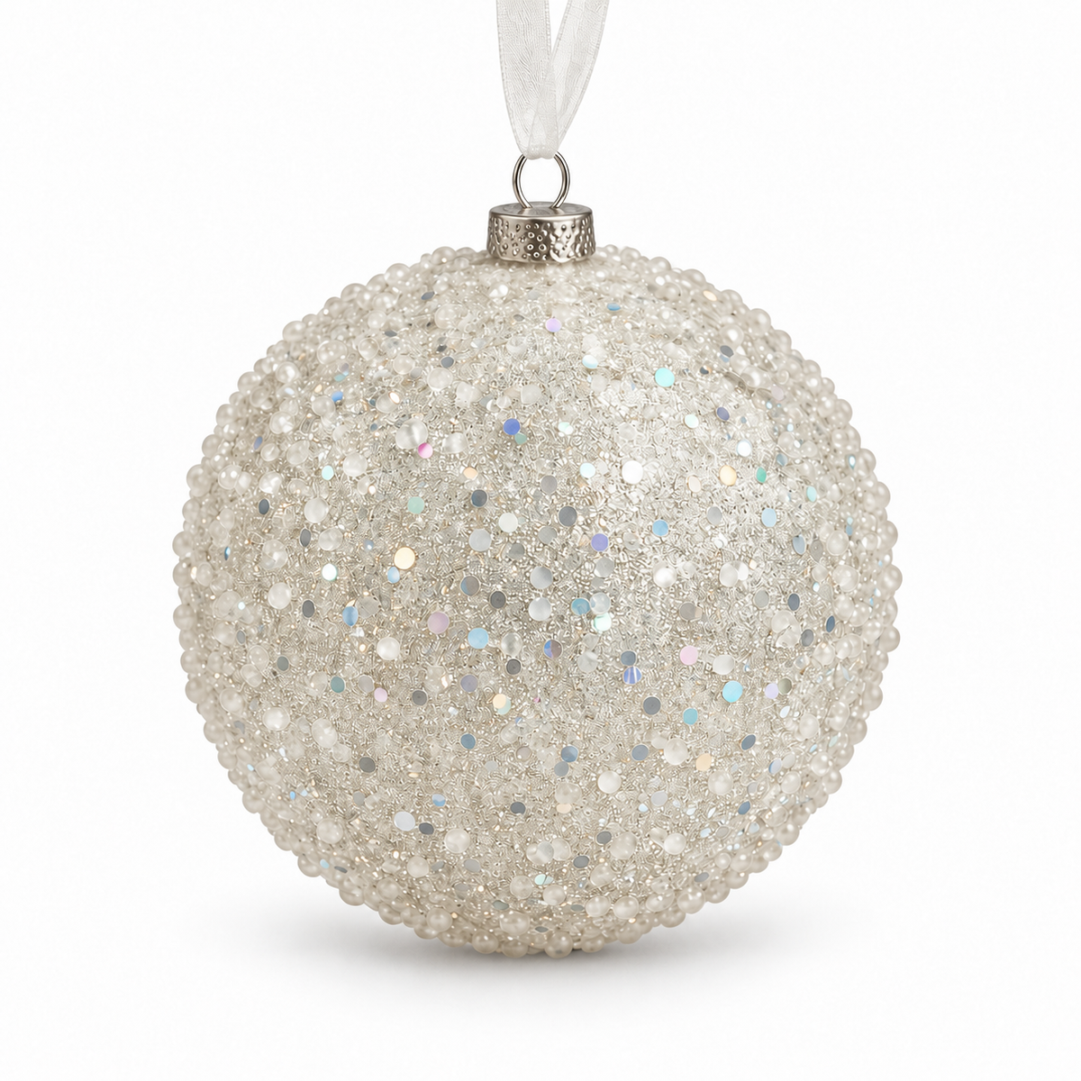 Silver Ball with Bead & Sequin Design - 15cm