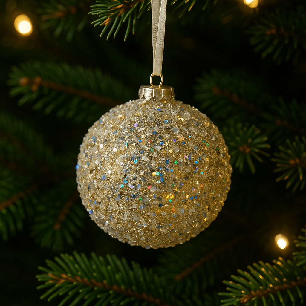 Christmas  -  Champagne Ball with Bead & Sequin Design - 15cm  -  60039453