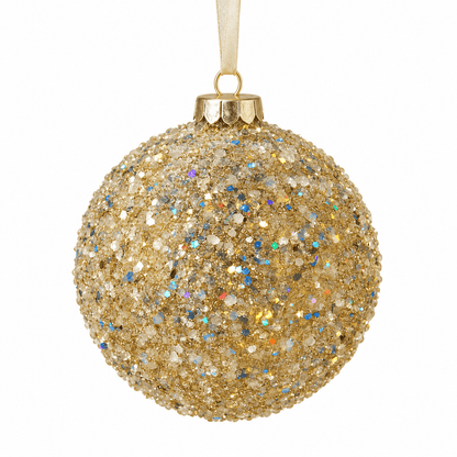 Christmas  -  Champagne Ball with Bead & Sequin Design - 15cm  -  60039453