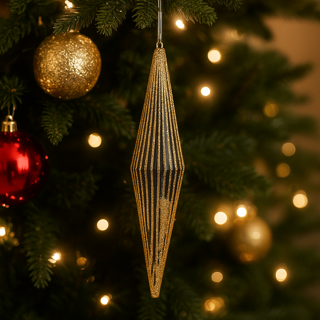 Christmas  -  Gold Shuttle with Gold and Black Glitter - 33cm  -  60039455