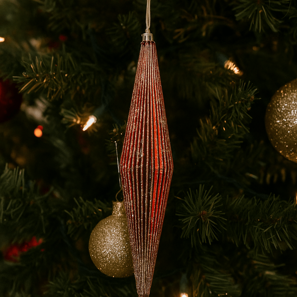 Christmas  -  Gold Shuttle with Gold and Red Glitter - 33cm  -  60039456