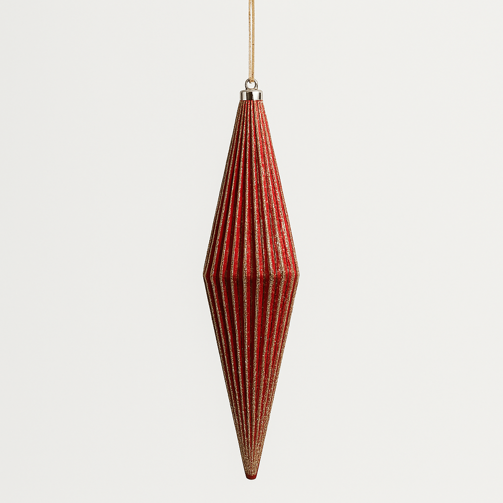 Christmas  -  Gold Shuttle with Gold and Red Glitter - 33cm  -  60039456