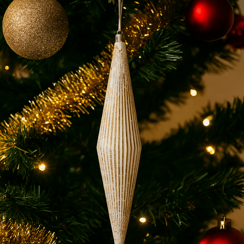 Christmas  -  Gold Shuttle with Gold and White Glitter - 33cm  -  60039457