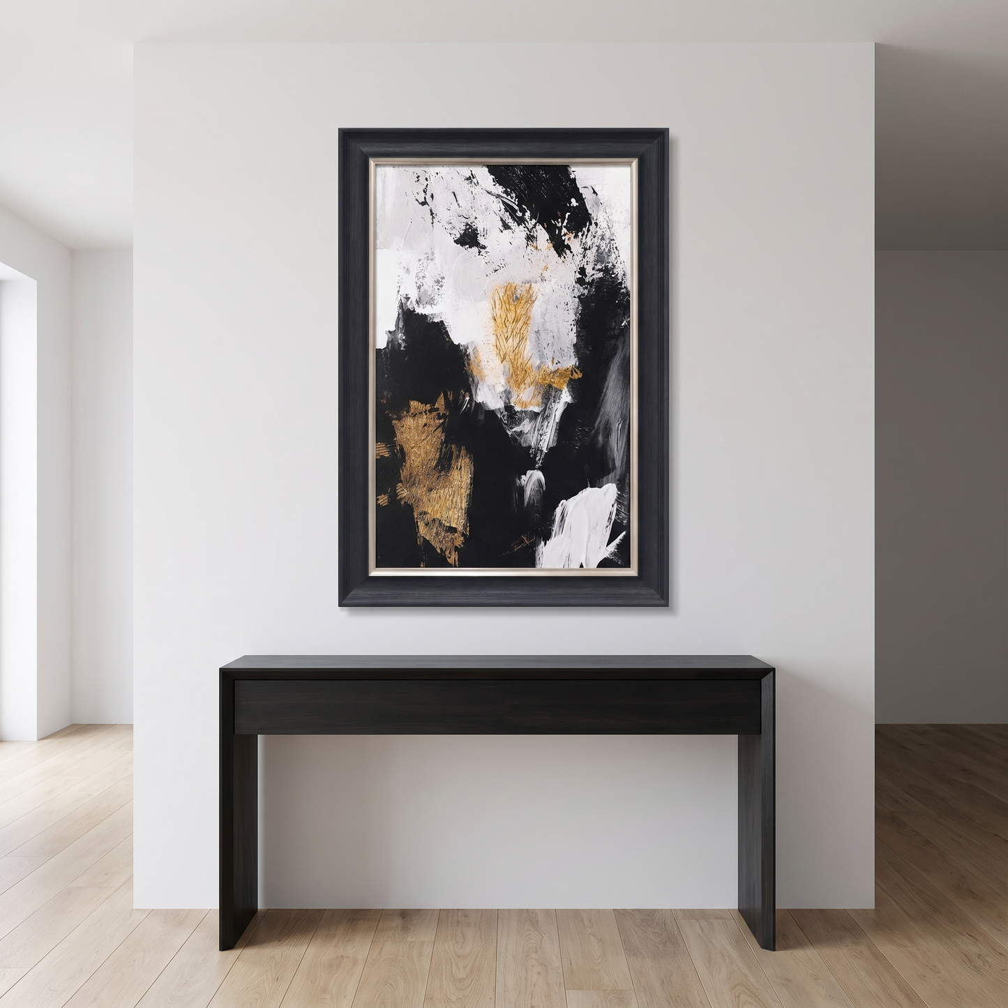 60064446 Black & Gold Abstract Painting - 76 x 116cm