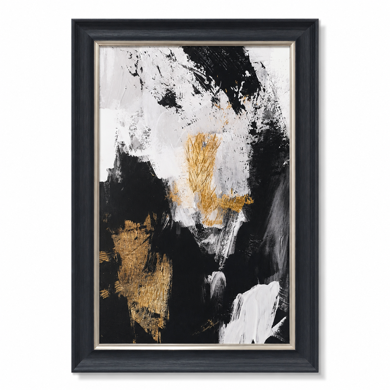 60064446 Black & Gold Abstract Painting - 76 x 116cm