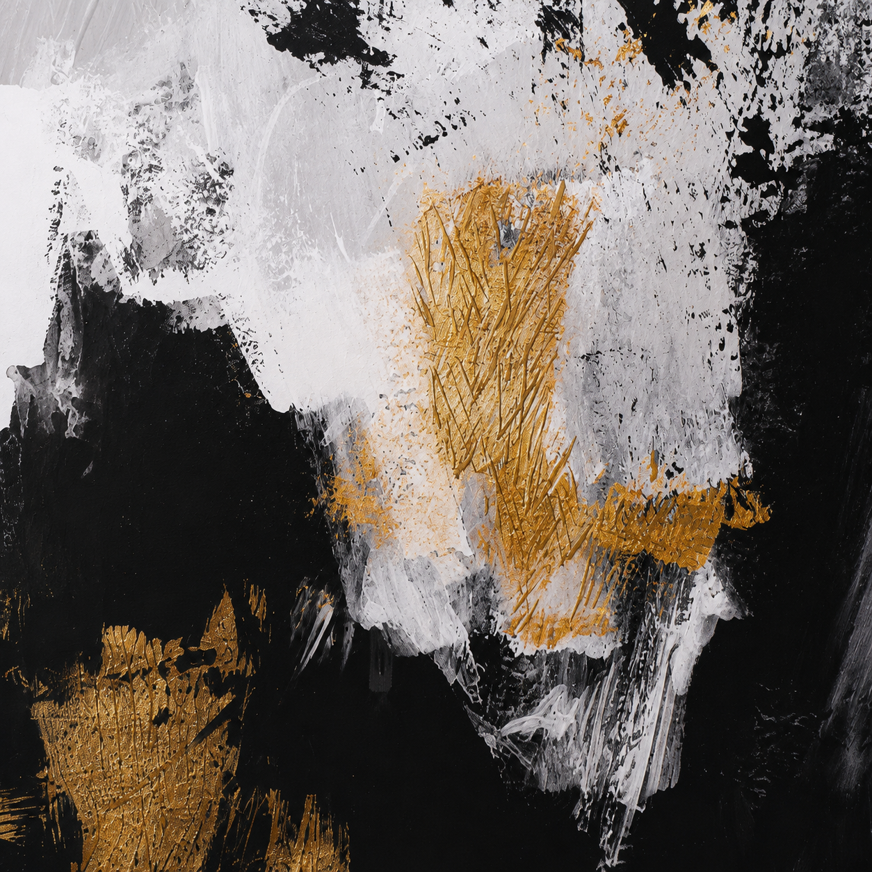 60064446 Black & Gold Abstract Painting - 76 x 116cm