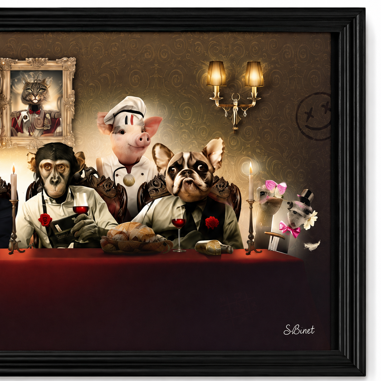 60064448 Animal Banquet Painting - 78 x 155cm