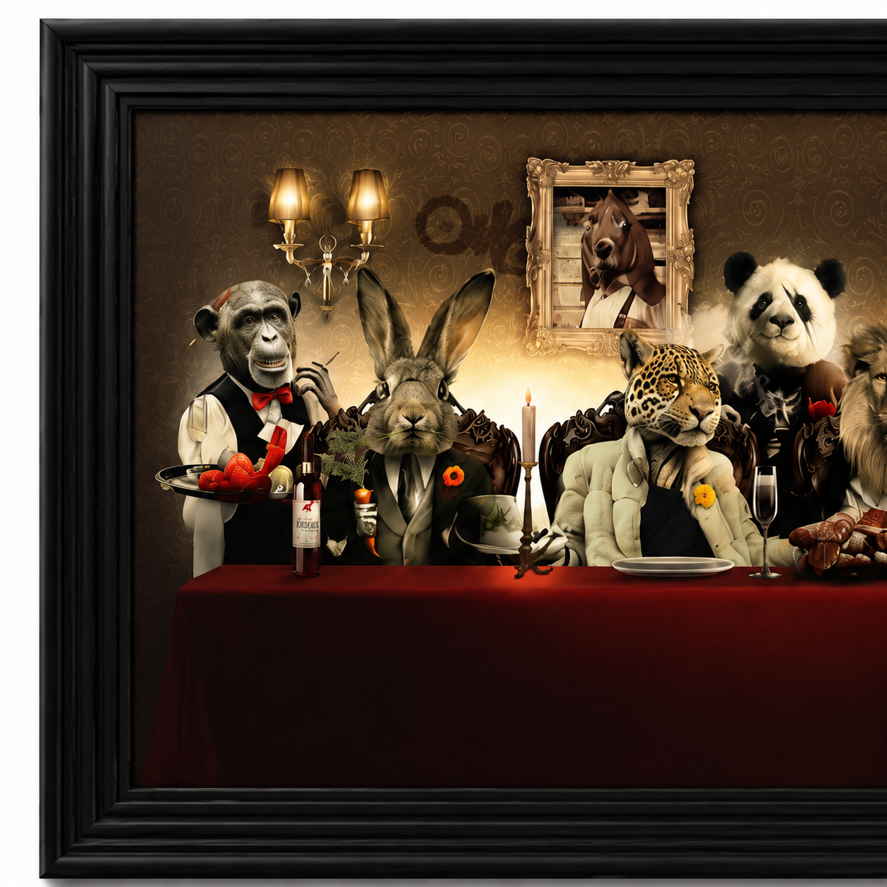 60064448 Animal Banquet Painting - 78 x 155cm