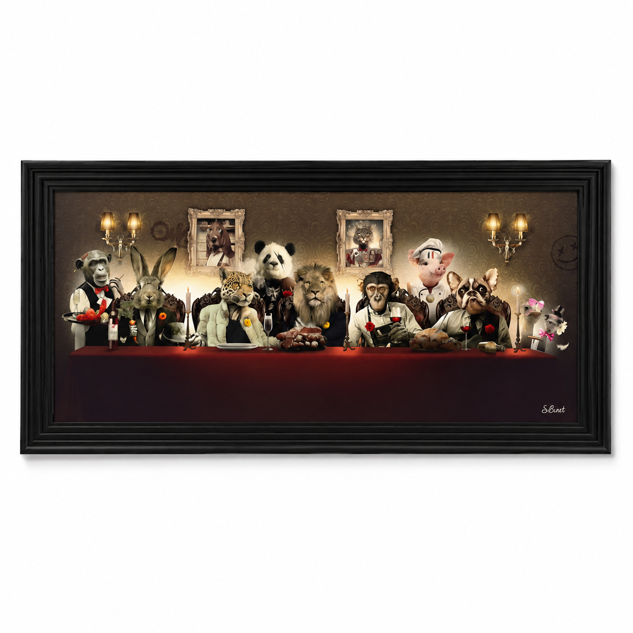 60064448 Animal Banquet Painting - 78 x 155cm