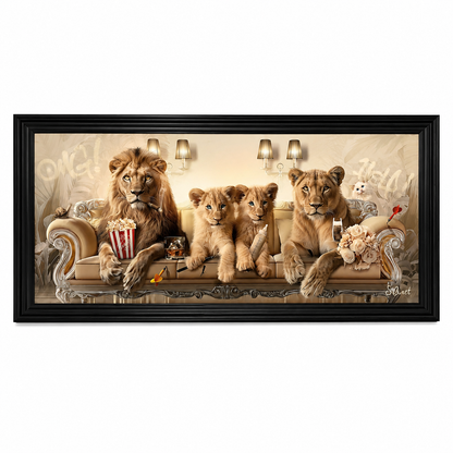 60064449 Lion Movie Night Painting - 78 x 155cm