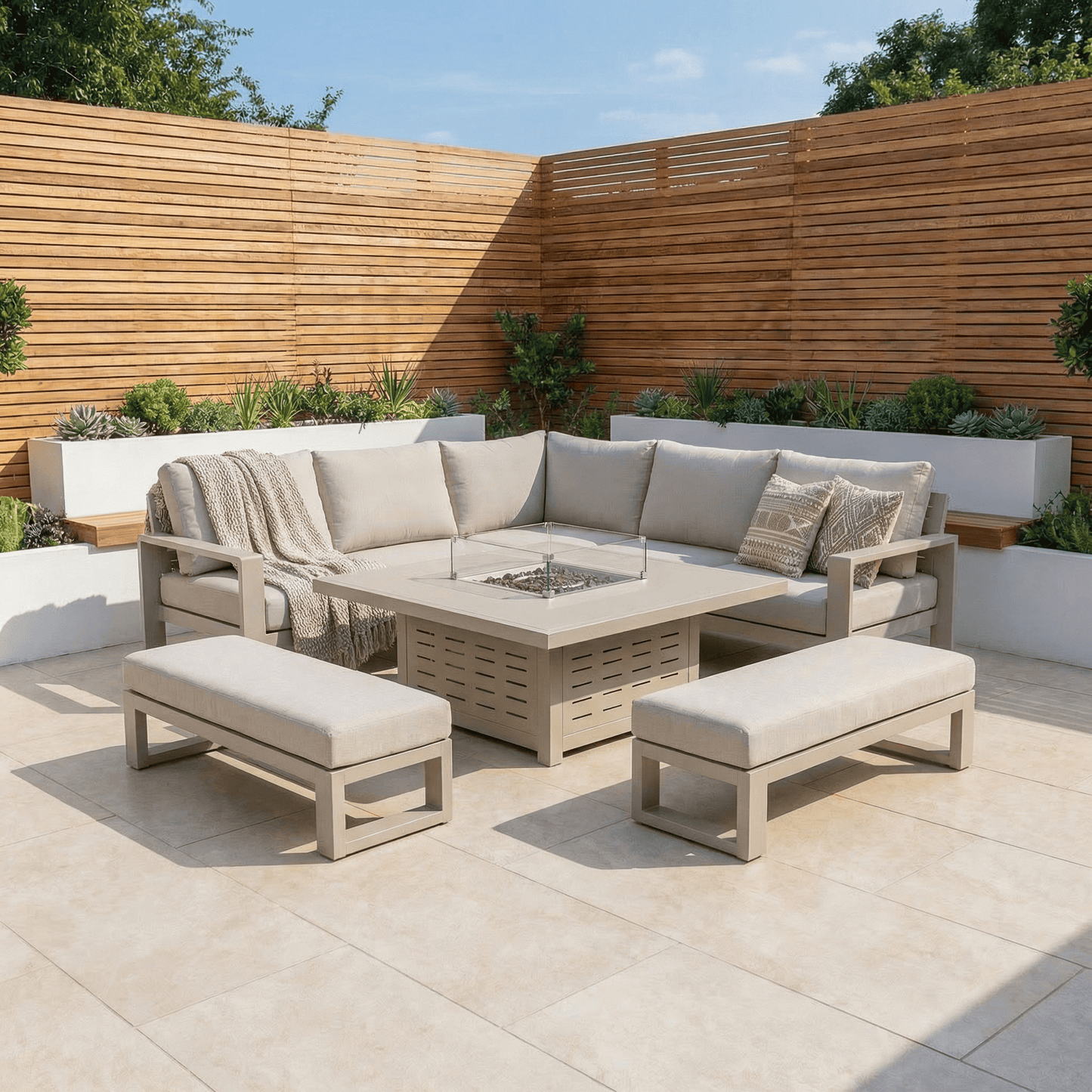Gardening  -  Drift Natural Frame Corner Firepit Set  -  60064469