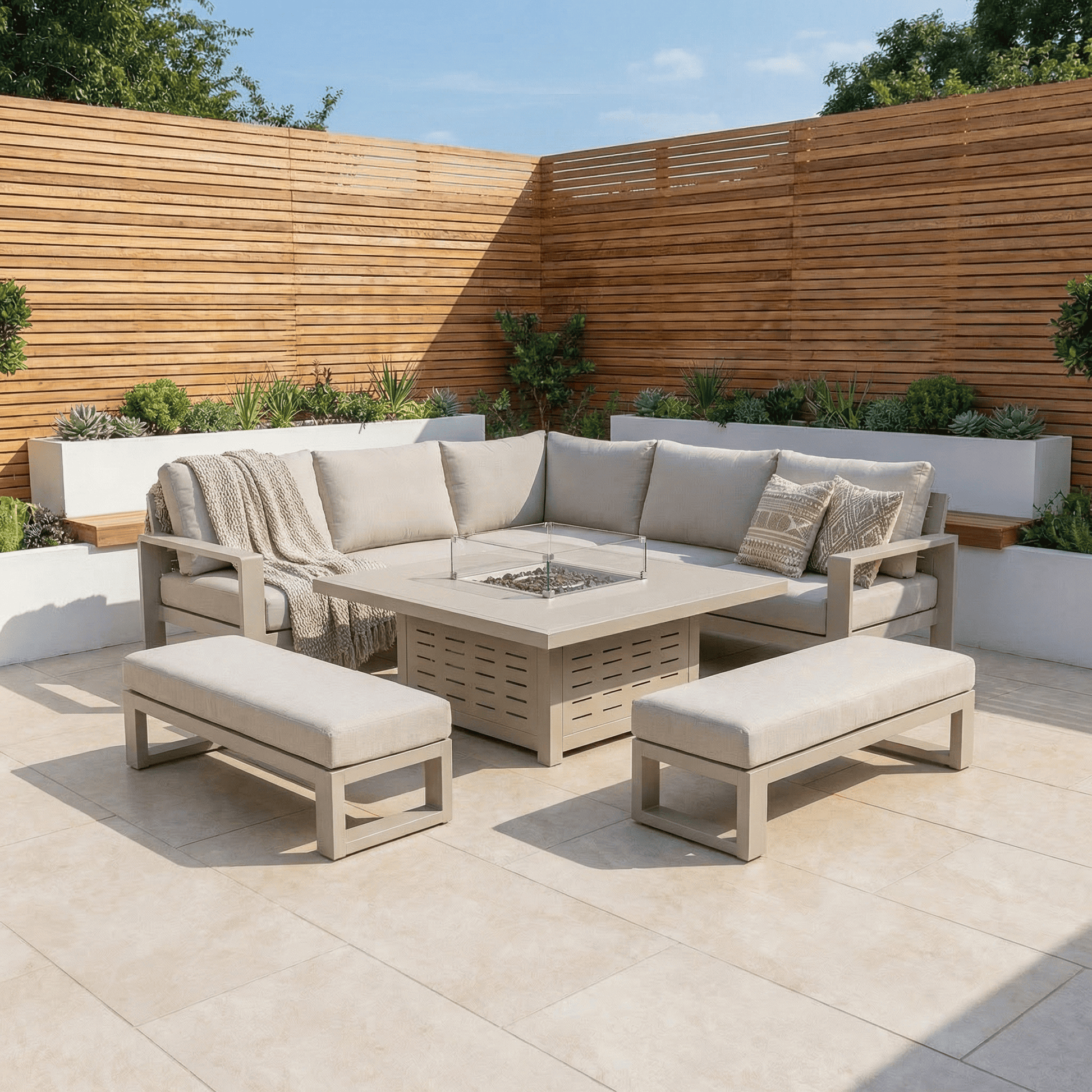Gardening  -  Drift Natural Frame Corner Firepit Set  -  60064469