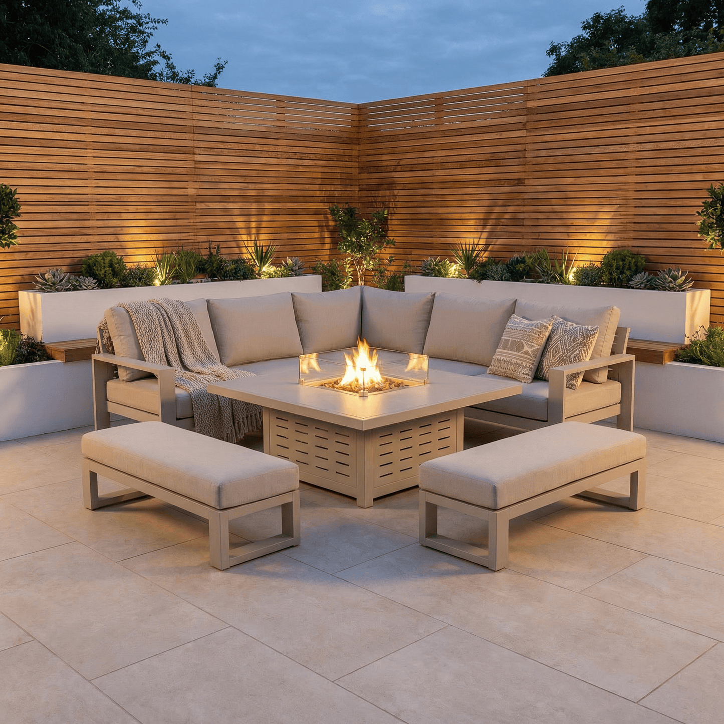 Gardening  -  Drift Natural Frame Corner Firepit Set  -  60064469