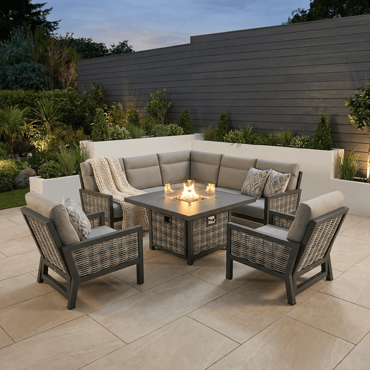 Gardening  -  Ascot Corner Firepit Set With Recliner Chairs  -  60089868