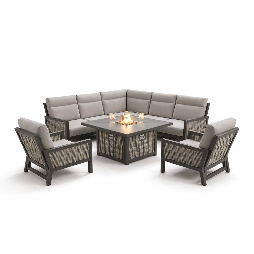 Gardening  -  Ascot Corner Firepit Set With Recliner Chairs  -  60089868