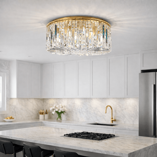 Lights  -  Hamburg 8 Light Flush Ceiling Light - Gold  -  60115423