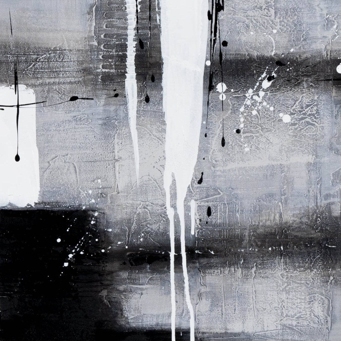 Pictures  -  Monochrome Drift Abstract Framed Picture - 100 x 100cm  -  60115427