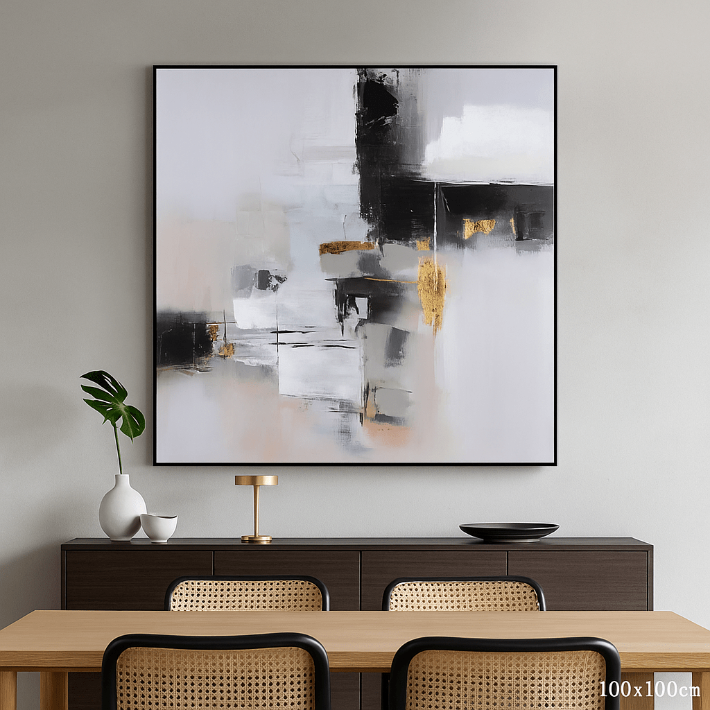 Furniture  -  Golden Echoes Framed Canvas - 100 x 100cm  -  60115434
