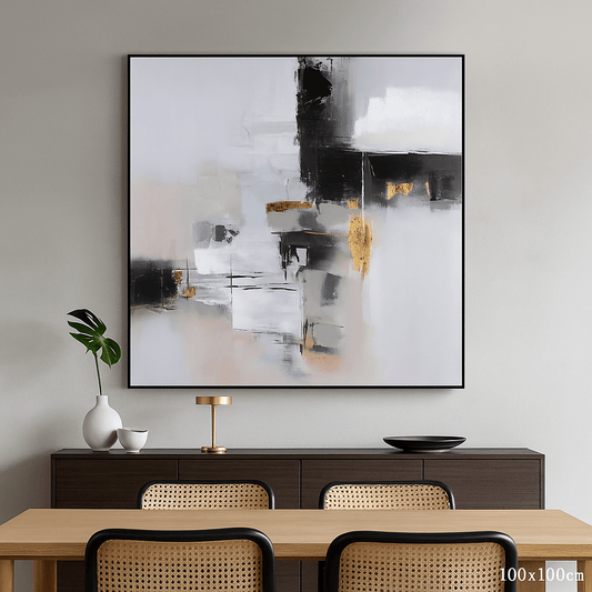 Furniture  -  Golden Echoes Framed Canvas - 100 x 100cm  -  60115434