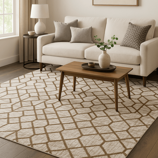 Rugs  -  Beta Cream & Gold 2561A Rug - Various Sizes  - 