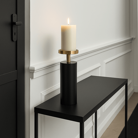 Homeware  -  Majestique Black & Gold Candle Holder - Small  -  60313026
