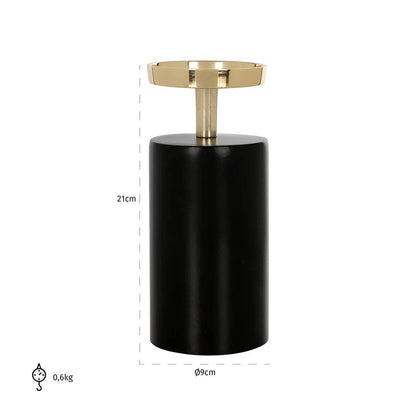 Homeware  -  Majestique Black & Gold Candle Holder - Small  -  60313026