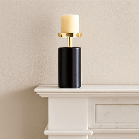 Homeware  -  Majestique Black & Gold Candle Holder - Large  -  60313027