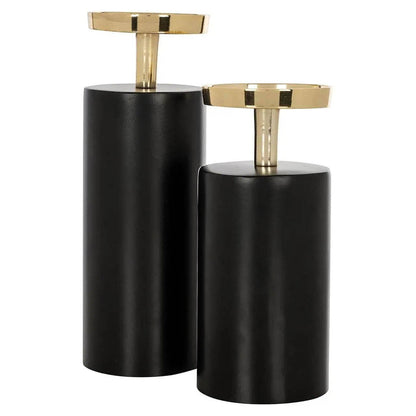Homeware  -  Majestique Black & Gold Candle Holder - Large  -  60313027