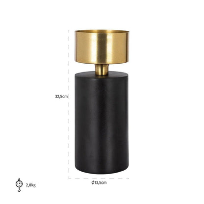 Homeware  -  Castellan Black & Gold Candle Holder - Small  -  60313028