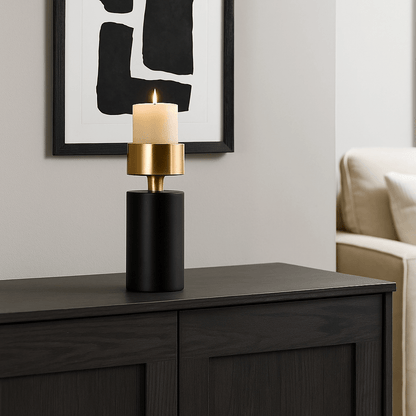 Homeware  -  Castellan Black & Gold Candle Holder - Small  -  60313028
