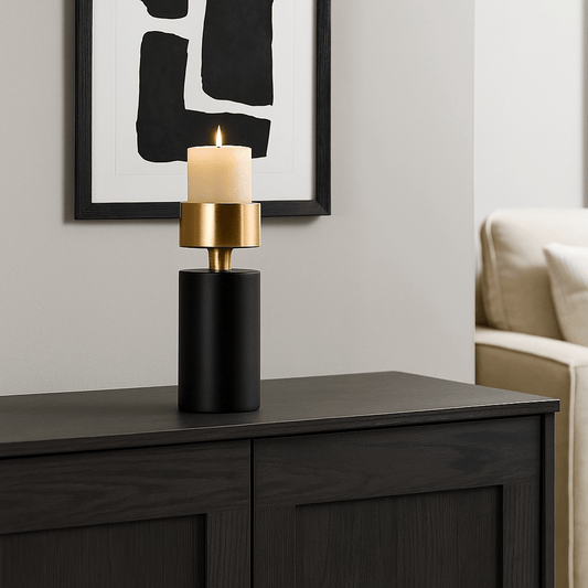 Homeware  -  Castellan Black & Gold Candle Holder - Small  -  60313028