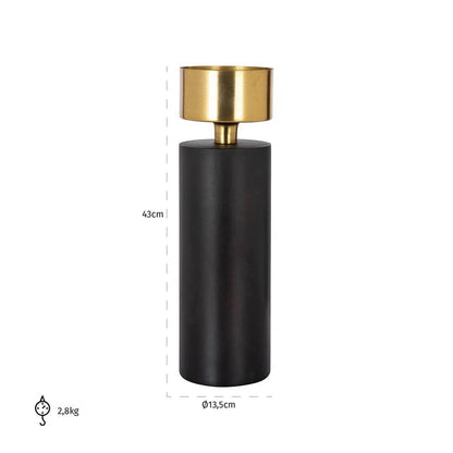 Homeware  -  Castellan Black & Gold Candle Holder - Big  -  60313029