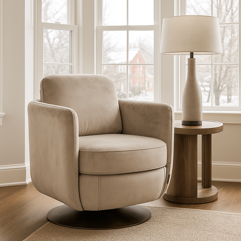 Furniture  -  Sebastian Swivel Lounge Chair - Khaki  -  60313052