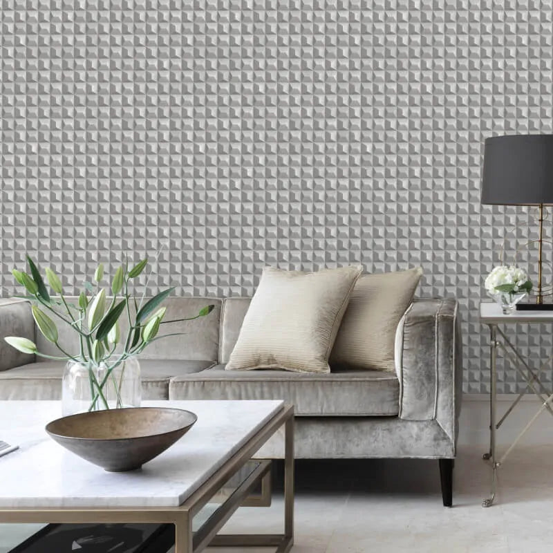 Wallpaper  -  Fine Decor B49 Romero Geometric Grey Wallpaper - M95684  -  60345202
