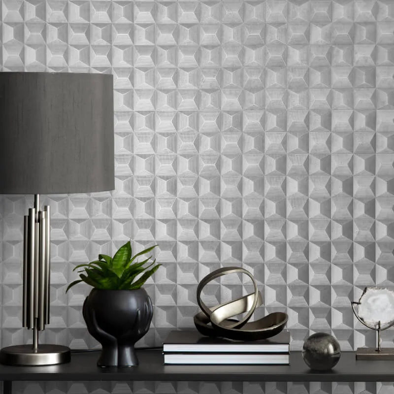 Wallpaper  -  Fine Decor B49 Romero Geometric Grey Wallpaper - M95684  -  60345202