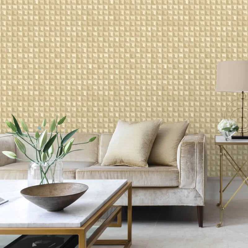 Wallpaper  -  Fine Decor B49 Romero 3D Geometric Gold Wallpaper - M95685  -  60345204