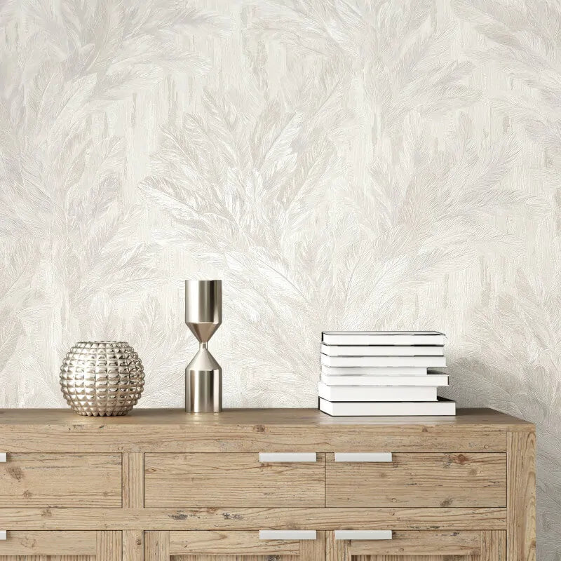 Wallpaper  -  Fine Decor B41 Gianni Feather Warm Ivory Wallpaper - M95693  -  60345210