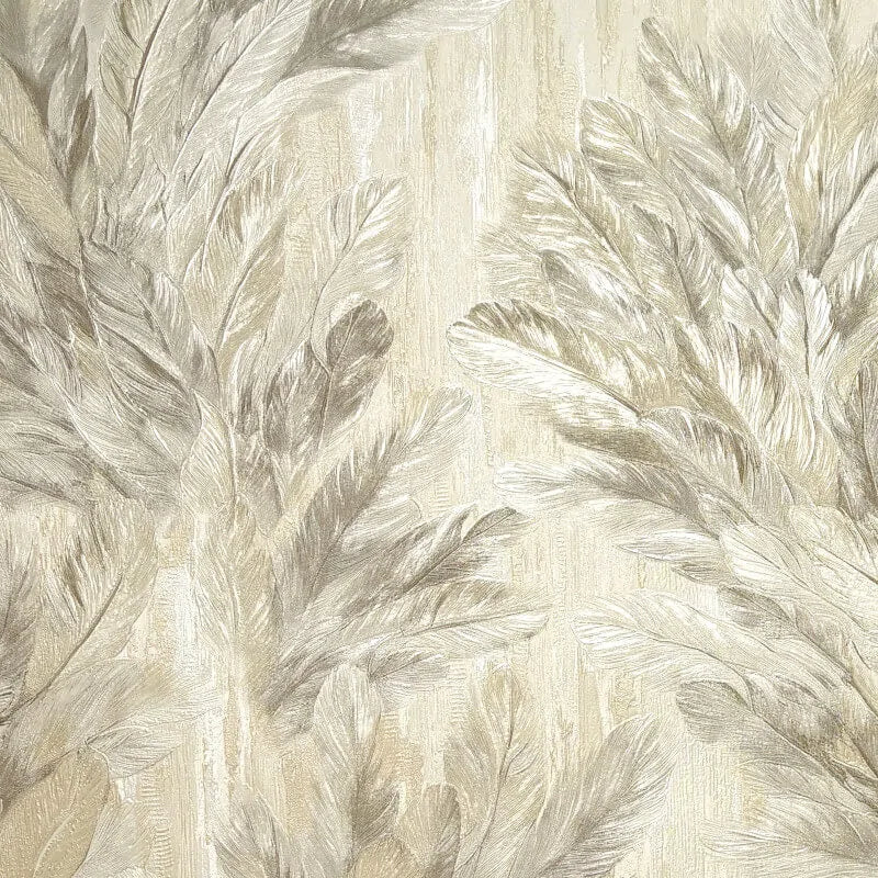 Wallpaper  -  Fine Decor B41 Gianni Feather Natural Beige Wallpaper - M95694  -  60345212