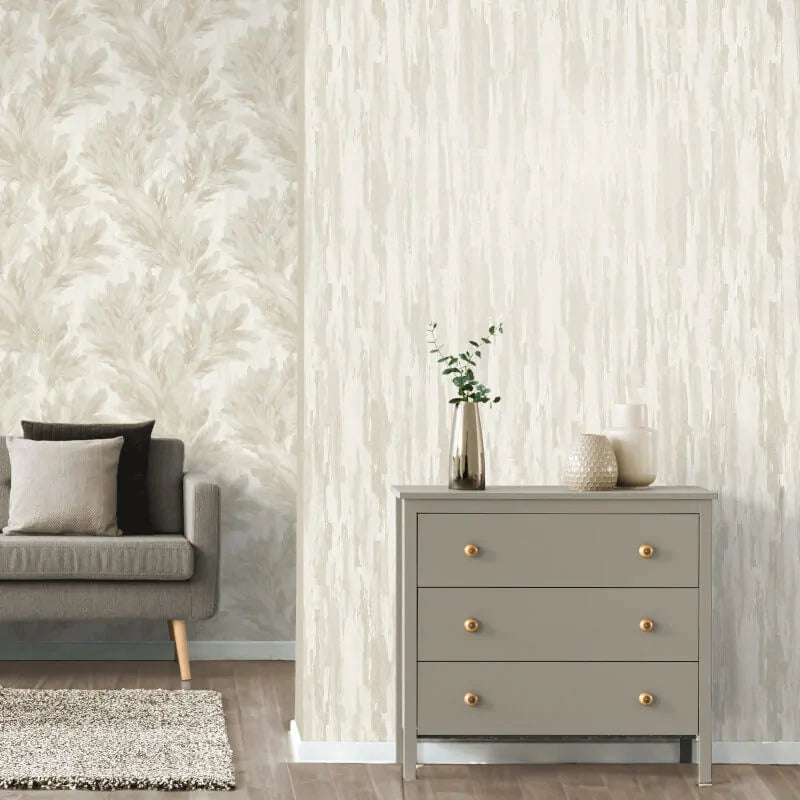 Wallpaper  -  Fine Decor B41 Gianni Textured Plain Warm Ivory Wallpaper - M95696  -  60345214