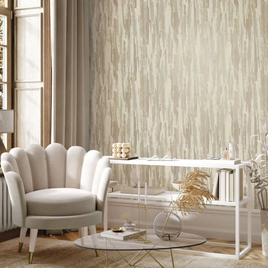 Wallpaper  -  Fine Decor B41 Gianni Textured Plain Natural Beige Wallpaper - M95698  -  60345216